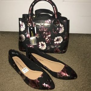 Christian Siriano Floral Flats with Matching Purse